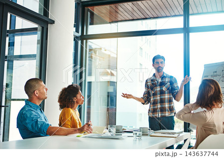 Business people, man and presentation in boardroom with discussion for company growth and financial training. Speaker, employee and meeting in conference room with collaboration on corporate project Business people, man and presentation in boardroom with discussion for company growth and financial training. Speaker, employee and meeting in conference room with collaboration on corporate project 143637744