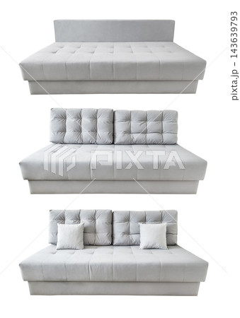 set of grey sofas isolated on white background set of grey sofas isolated on white background 143639793