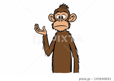 Silly Cross-Eyed Cartoon Monkey Shrugging Isolated on White Background Silly Cross-Eyed Cartoon Monkey Shrugging Isolated on White Background 143640691