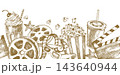 Seamless border of classic cinema. retro sketch illustration. 143640944