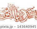 Seamless horizontal border of retro cinema. vector sketch illustration. 143640945