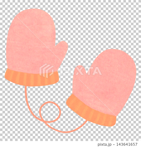 手描き水彩風のニット手袋のイラスト(薄ピンク色) 143641657