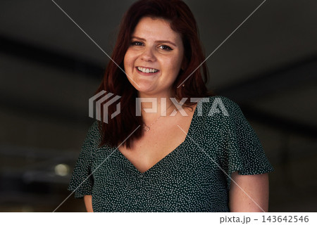 Portrait, fashion and happy woman in city against wall background for summer dress, trendy style or modern clothing. Casual, beautiful and person for confidence, aesthetic or glamour in Australia Portrait, fashion and happy woman in city against wall background for summer dress, trendy style or modern clothing. Casual, beautiful and person for confidence, aesthetic or glamour in Australia 143642546