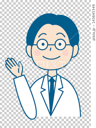 一名身穿白大褂、戴著眼鏡的男子正用右手引導著他。 一名身穿白大褂、戴著眼鏡的男子正用右手引導著他。 143645349