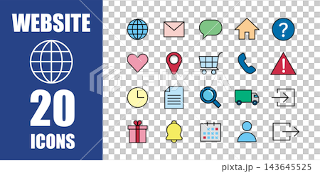 Icon set for websites and online shops. Color vector illustrations. Icon set for websites and online shops. Color vector illustrations. 143645525
