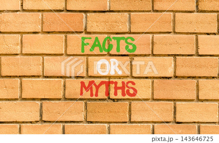 Facts or myths words symbol. Concept words Myths or Facts on beautiful brick wall. Beautiful brick wall background. Business and facts or myths concept. Copy space. Facts or myths words symbol. Concept words Myths or Facts on beautiful brick wall. Beautiful brick wall background. Business and facts or myths concept. Copy space. 143646725