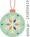 Cute Mint Green Christmas Ornament Bauble with Snowflake Pattern Cute Mint Green Christmas Ornament Bauble with Snowflake Pattern 143650419