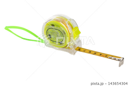Yellow Tape Measure Isolated on White Background 143654304