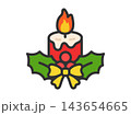 クリスマスキャンドルのアイコン（線画カラー）のイラスト 143654665
