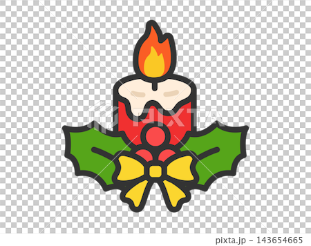 Christmas candle icon (line art, color illustration) Christmas candle icon (line art, color illustration) 143654665