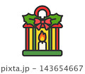 クリスマスランタンのアイコン（線画カラー）のイラスト 143654667