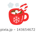 クリスマスのホットココアのアイコンのイラスト 143654672
