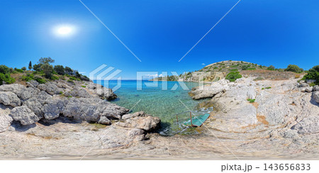 Rocky Aegean Sea Coast Near Athens, Greece, 360 VR Photo 8K Rocky Aegean Sea Coast Near Athens, Greece, 360 VR Photo 8K 143656833