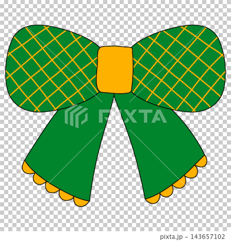 Green ribbon with a checkered pattern 143657102