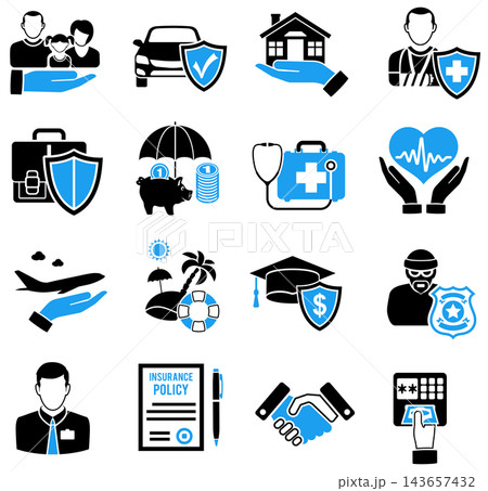 Insurance Icons Sticker Set 143657432