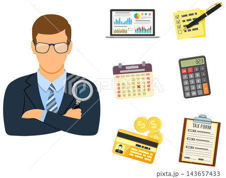 Auditing, Tax process, Accounting Banner 143657433