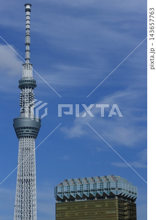 青空にそびえる東京スカイツリー 青空にそびえる東京スカイツリー 143657763