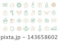 クリスマスに関するアイコンイラストセット　ベクター　線画 143658602