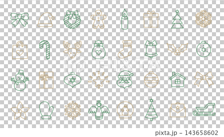 Christmas-themed icon illustration set (vector, line art) 143658602
