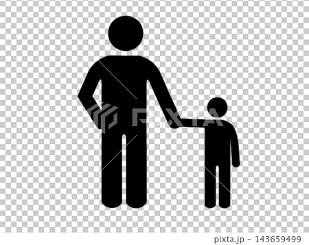 手をつないだ親子の棒人間のイラスト 143659499