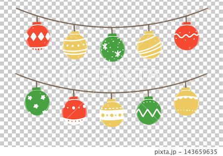 Illustration of hand-drawn Christmas ornaments 143659635