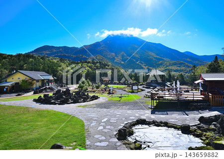 晴れた日 青空のなかの日光白根山 ロープウエイ山頂 晴れた日 青空のなかの日光白根山 ロープウエイ山頂 143659882