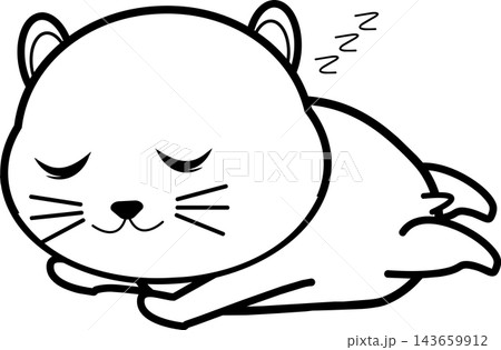眠る可愛いハムスターの線画イラスト 眠る可愛いハムスターの線画イラスト 143659912
