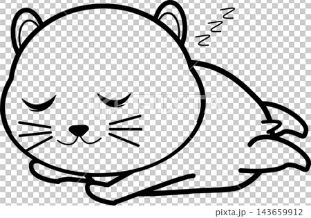 眠る可愛いハムスターの線画イラスト 眠る可愛いハムスターの線画イラスト 143659912