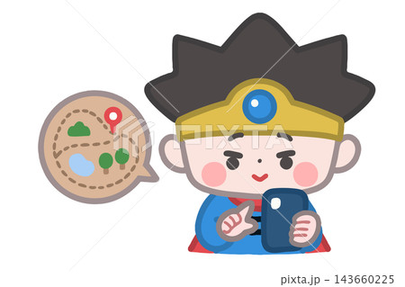 地図アプリで宝の地図を見る勇者 143660225