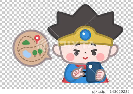 地図アプリで宝の地図を見る勇者 地図アプリで宝の地図を見る勇者 143660225