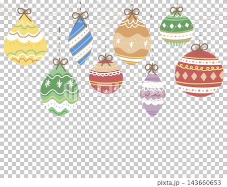 Illustration of hand-drawn Christmas ornaments Illustration of hand-drawn Christmas ornaments 143660653