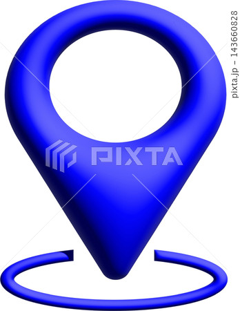 Location pin icon, blue glossy 3D map marker with ring base, navigation and destination concept Location pin icon, blue glossy 3D map marker with ring base, navigation and destination concept 143660828