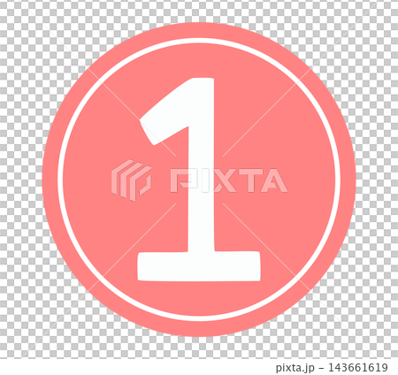 A number icon with a pastel-colored, round red frame - 1 A number icon with a pastel-colored, round red frame - 1 143661619