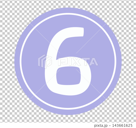 A round, pastel-colored purple framed number icon - 6 143661625