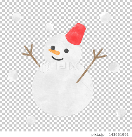 雪と雪だるまのアイコン 143661991