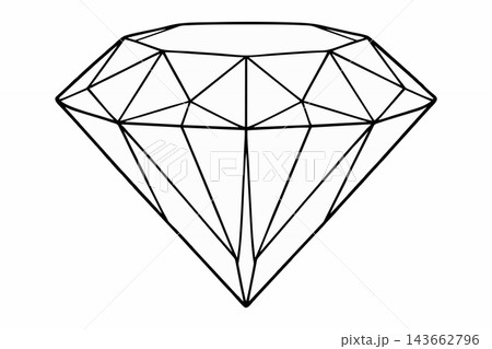 Classic Gemstone Diamond Line Art Vector Icon Classic Gemstone Diamond Line Art Vector Icon 143662796