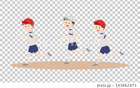 孩子們穿著運動服跑步 孩子們穿著運動服跑步 143662873