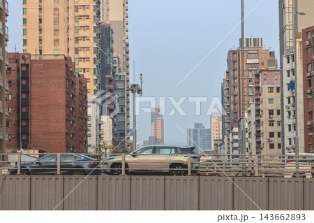 Hong Kong Oct 13 2026 Urban Expressway Framed By Dense Residential Buildings 143662893