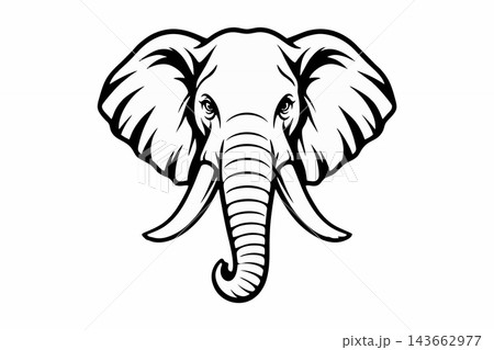African Elephant Head Line Art Vector Mascot Logo 143662977