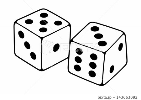 Casino Pair of Dice Line Art Vector Icon 143663092