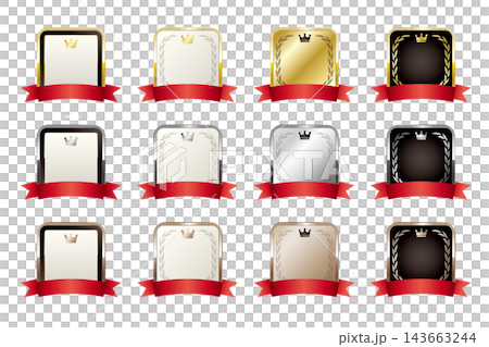 High-quality square gold, silver, and bronze medals adorned with red ribbons, perfect for award ceremonies or first-place celebrations. High-quality square gold, silver, and bronze medals adorned with red ribbons, perfect for award ceremonies or first-place celebrations. 143663244
