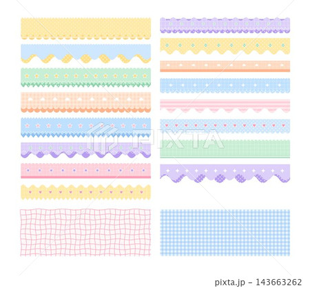 Pastel cute lace borders and ribbons set Pastel cute lace borders and ribbons set 143663262