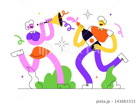 Celebrate Vector Illustration Featuring Colorful Party Decorations, Festive Balloons, Confetti, Happy Moments, and Joyful Celebration Concept Celebrate Vector Illustration Featuring Colorful Party Decorations, Festive Balloons, Confetti, Happy Moments, and Joyful Celebration Concept 143663315