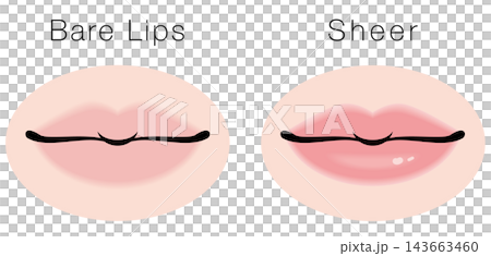 <Vector Material> Comparison Illustration Set of Bare Lips and Sheer Lipstick <Vector Material> Comparison Illustration Set of Bare Lips and Sheer Lipstick 143663460
