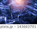 Business man on digital stock market financial indicator background. Digital business and stock market financial indicator on LED. Double exposure of business man and digital stock market financial. 143663701