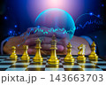 Business man on digital stock market financial indicator background. Digital business and stock market financial indicator on LED. Double exposure of business man and digital stock market financial. 143663703