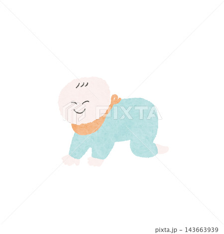 水彩風にこにこハイハイする赤ちゃんイラスト 143663939