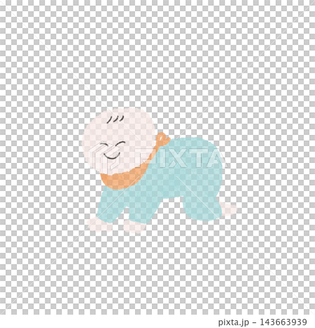 水彩風にこにこハイハイする赤ちゃんイラスト 143663939