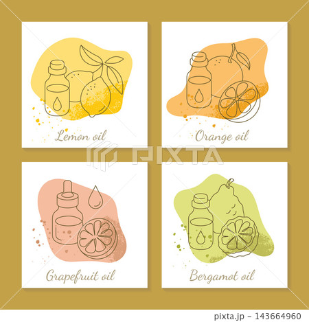 Citrus Essential Oils Collection Line Art for...のイラスト素材 [143664960] - PIXTA