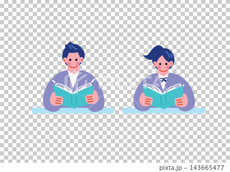 Illustration of a student studying Illustration of a student studying 143665477